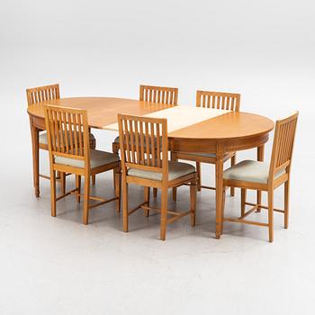 Dining set, 7 pieces, Gustavian style, including Taserud, Arvika, mid-20th Century.