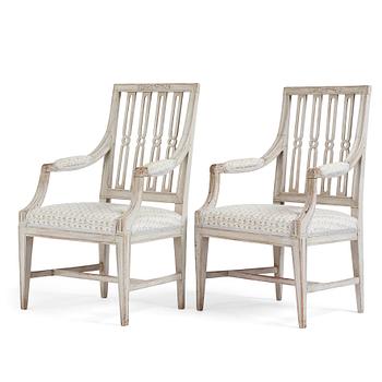 A pair of Gustavian armchairs by M Lundberg (1775-1812).