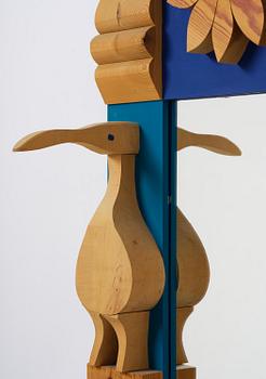 Erik Höglund, a wall mirror with two candle holders, Eriksmålaglas, Sweden, 1960s-70s.