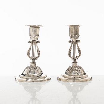 A pair of Swedish silver candlesticks, mark of Emanuel Holmberg, Karlskrona 1843.