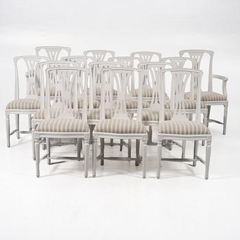 Chairs, 12+2, Gustavian style, Geromar.