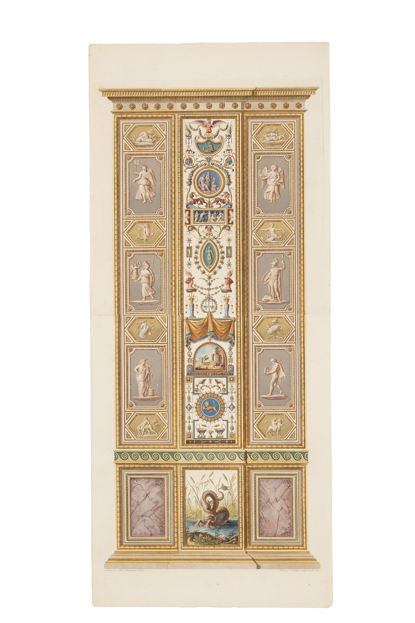 Giovanni Volpato, Six wall sections / pilasters in the Raphael Loggias in the Vatican.