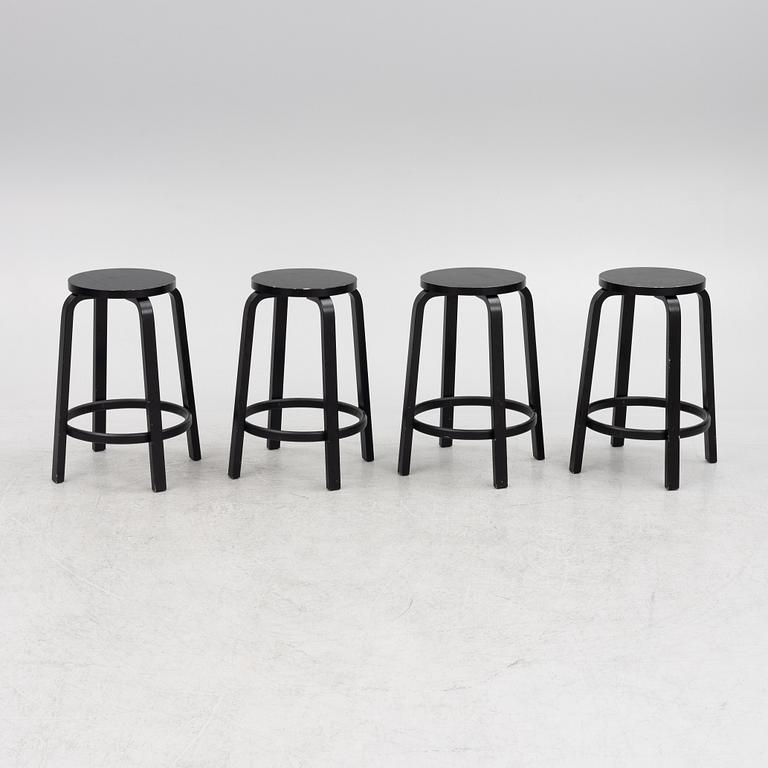 A set of four bar stools, model 64, Artek, Finland 2012 and 2013.