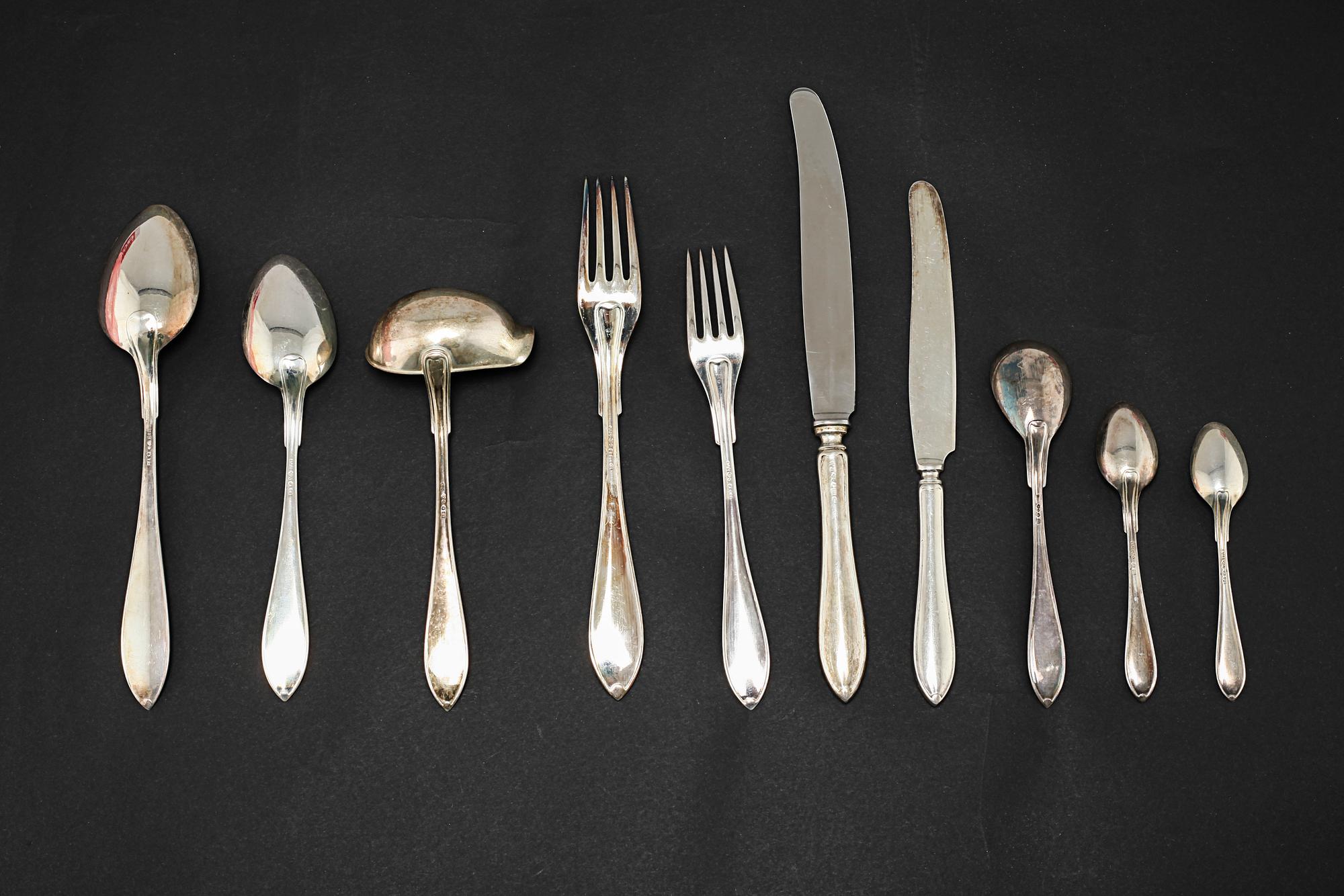 A Swedish silver flatware 92-piece service, maker's mark GAB, Stockholm, 1930/40s.