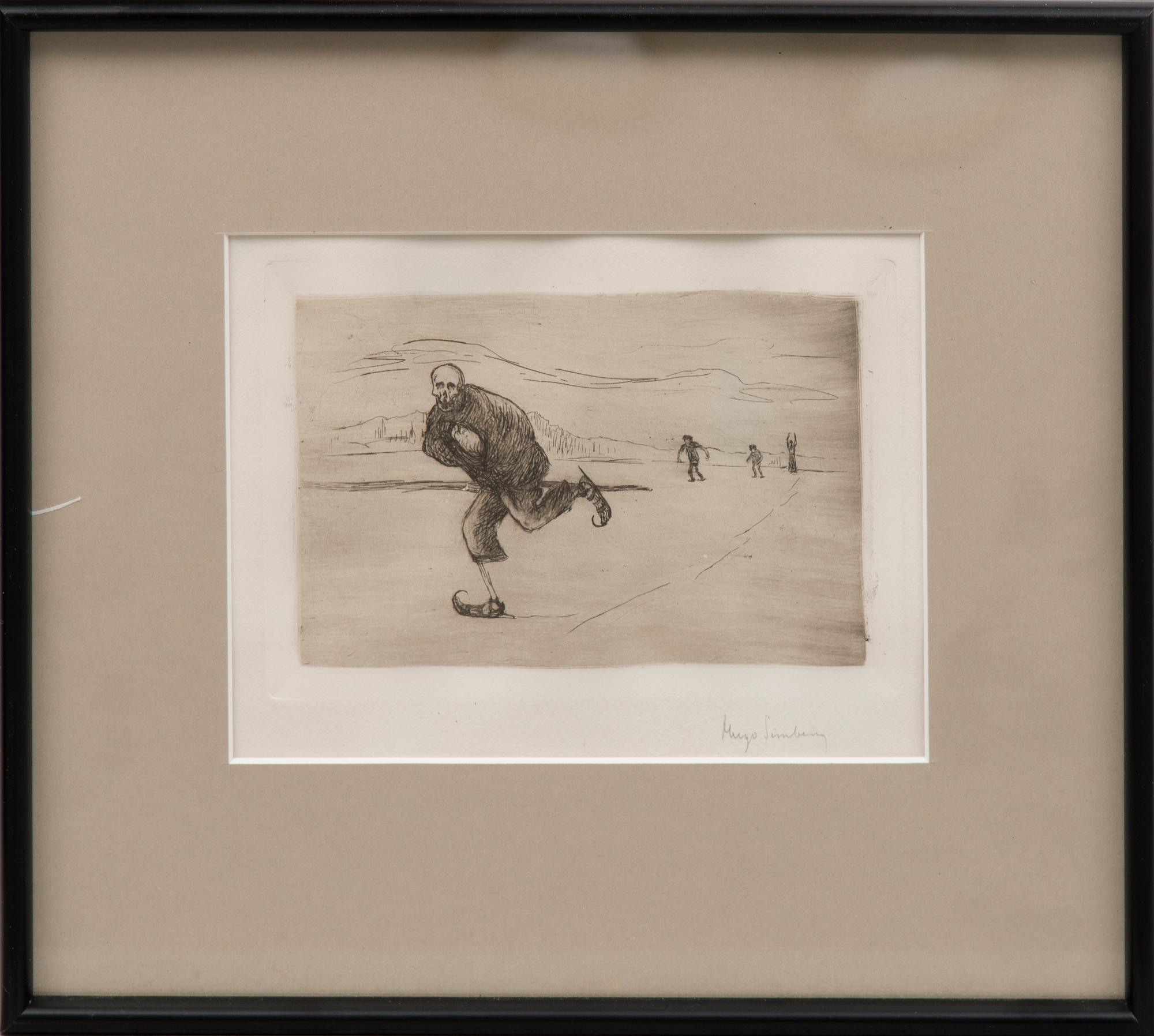 HUGO SIMBERG, viivasyövytys ja kuivaneula, myöhempi signeeraus.