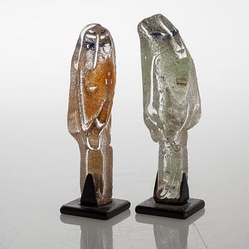 Two glass sculptures by EVA ULLBERG, signed and dated -02.