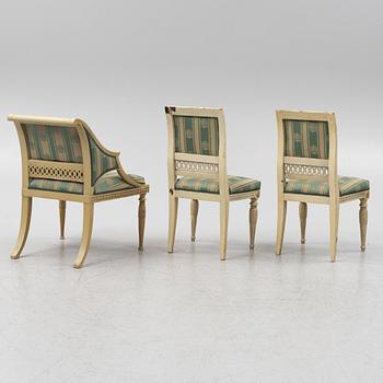 Seating group, 4 piece, Gustavian style from the 19th century.