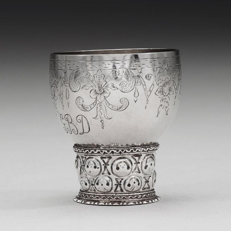 A Norwegian 17th century silver roemer, mark of  Jochum Hansen Fendt (Skien c 1682 - 1711).