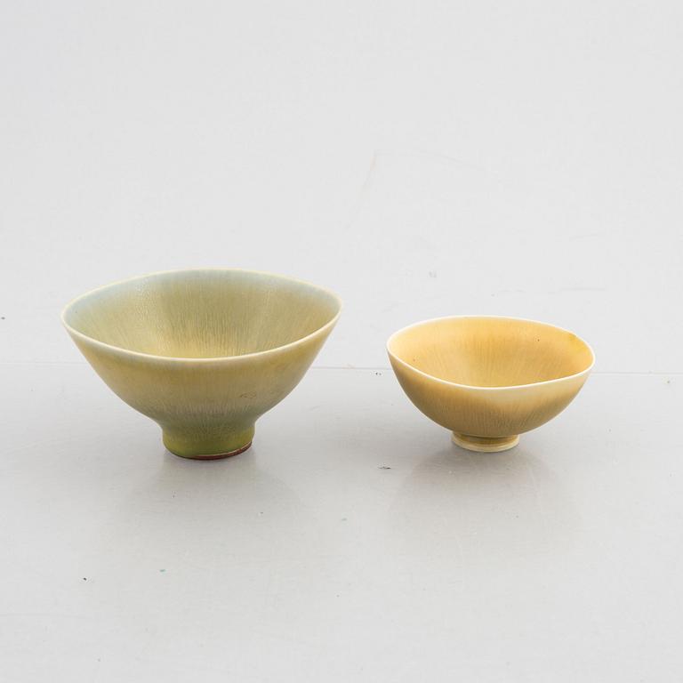 Berndt Friberg, a set of three stoneware bowls and one vase, Gustavsberg Studio 1950-60s.