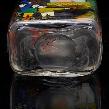 BRÄNNVINSFLASKA, glas Tapio Wirkkala, Iittala 1948.