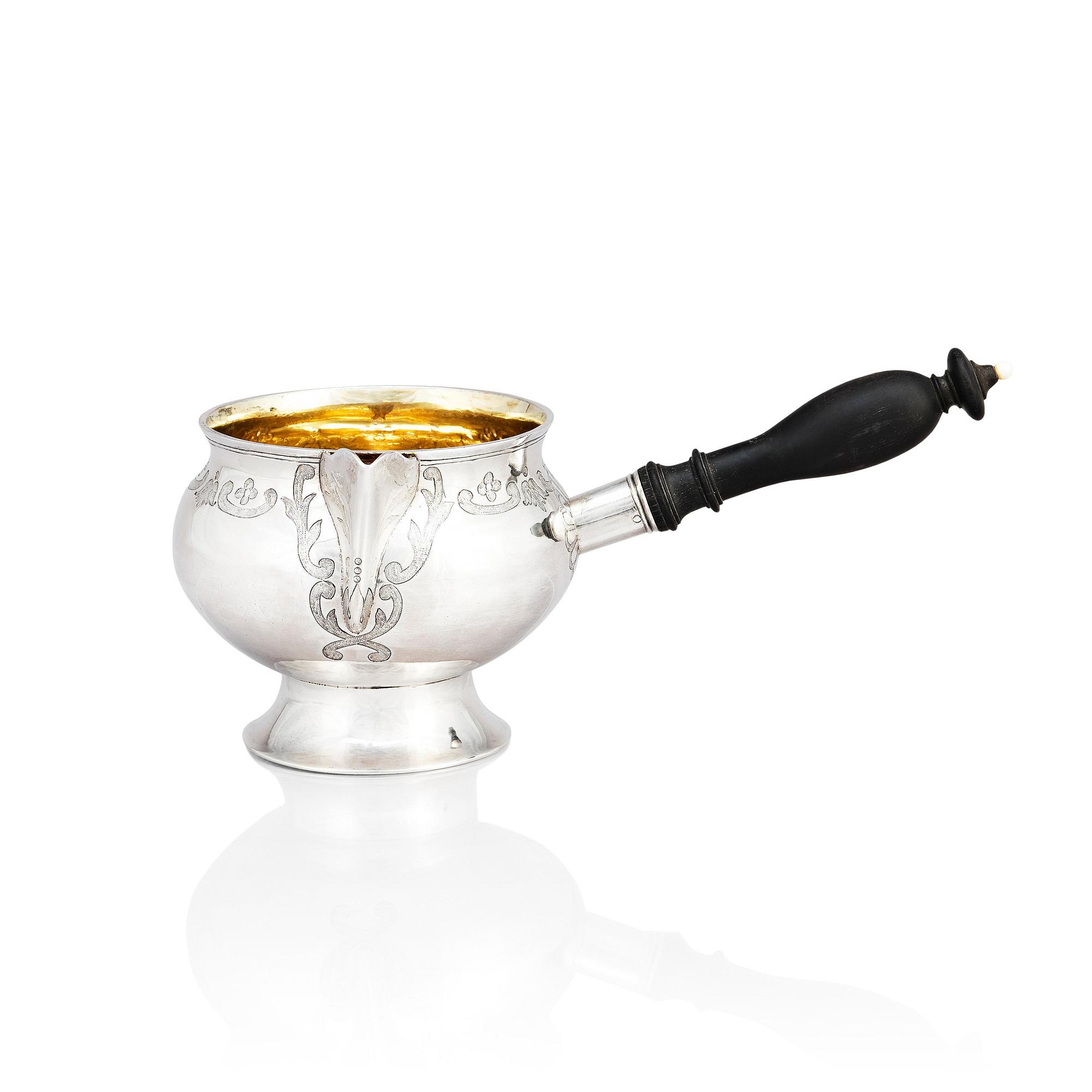 A Danish parcel-gilt silver saucepan, mark of Christian Werum, Copenhagen 1779. Fabricius hallmark.
