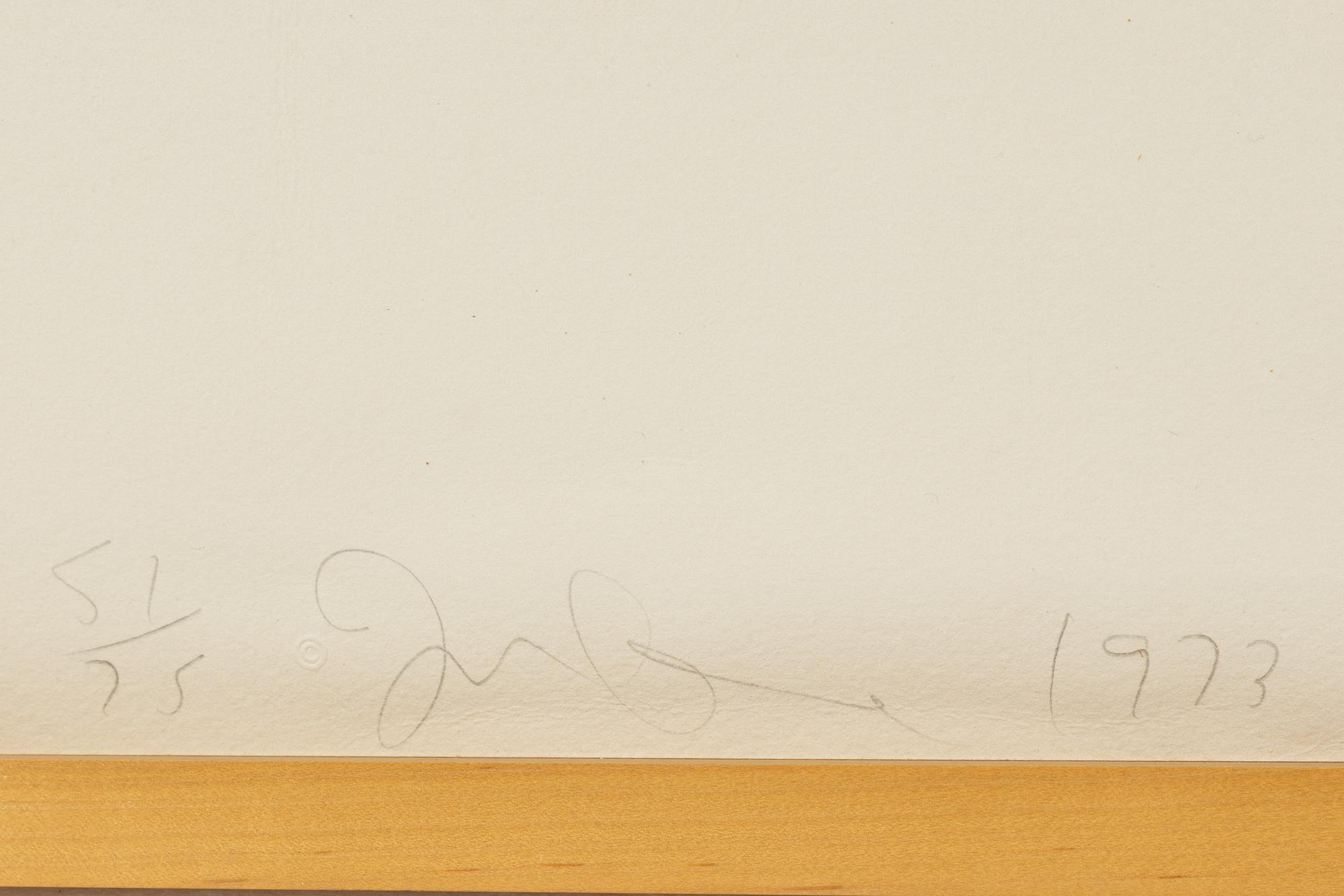 Jim Dine, etching, signed and dated 1972 and numbered 51/75.