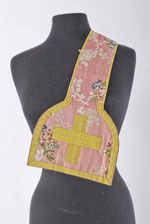 MÄSSHAKE samt STOLA, textil, 1800-tal.