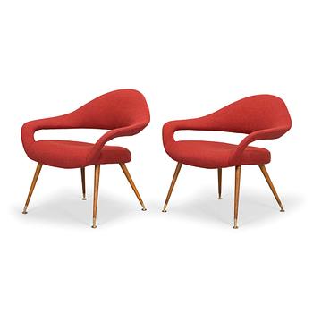 Gastone Rinaldi, a pair of armchairs, model 'Du 55 p. Model designed in 1954.