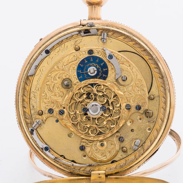 Pocket Watch, marked "BREGUET", turn of the century 1800, ca 52 mm..
