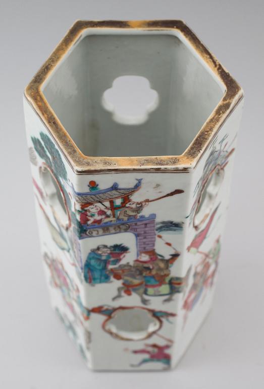 PERUKSTOCK, porslin, Kina, 1800-/1900-tal.