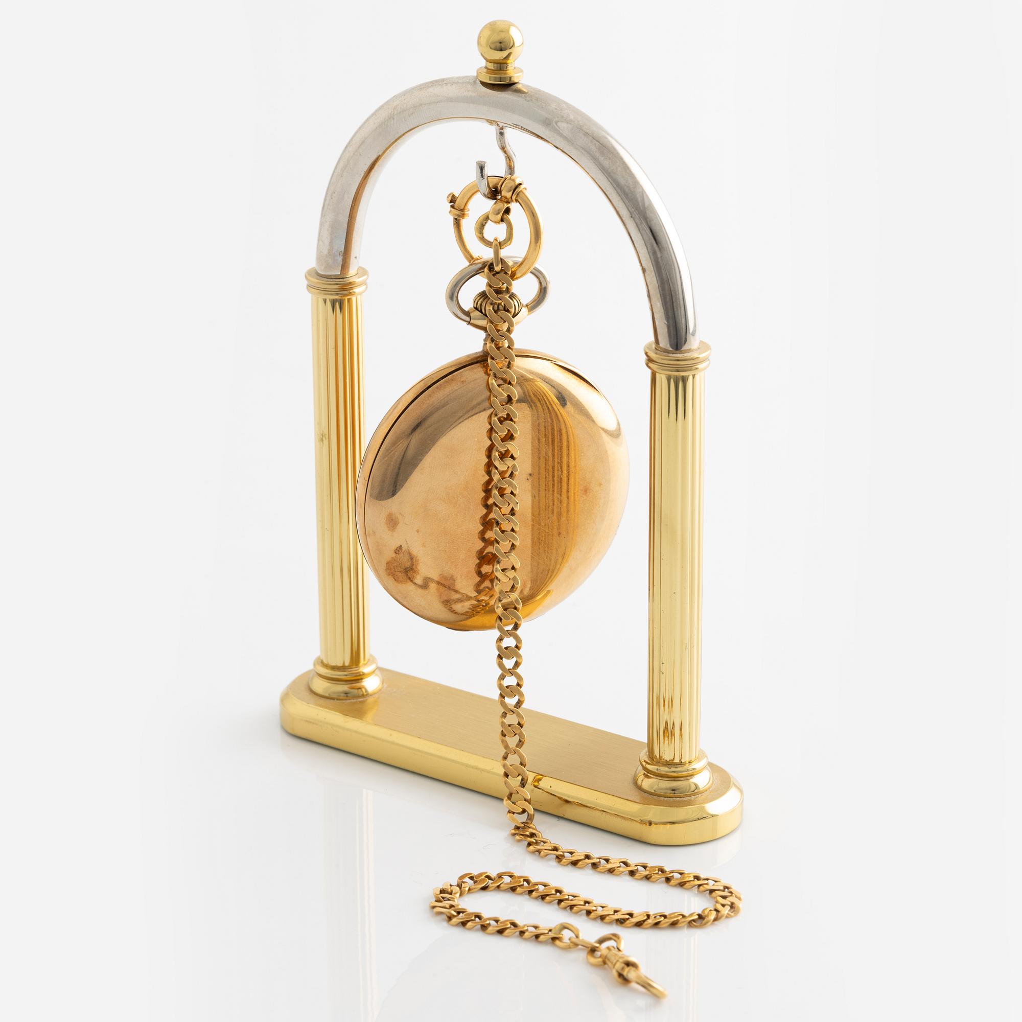 Fickur, 14K guld, kedja 18K guld, "G. Moström Stockholm", savonett, 51 mm.