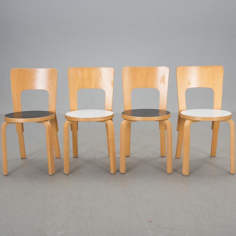 STOLAR, 4 st, Alvar Aalto, modell 66, 1900-talets andra hälft.