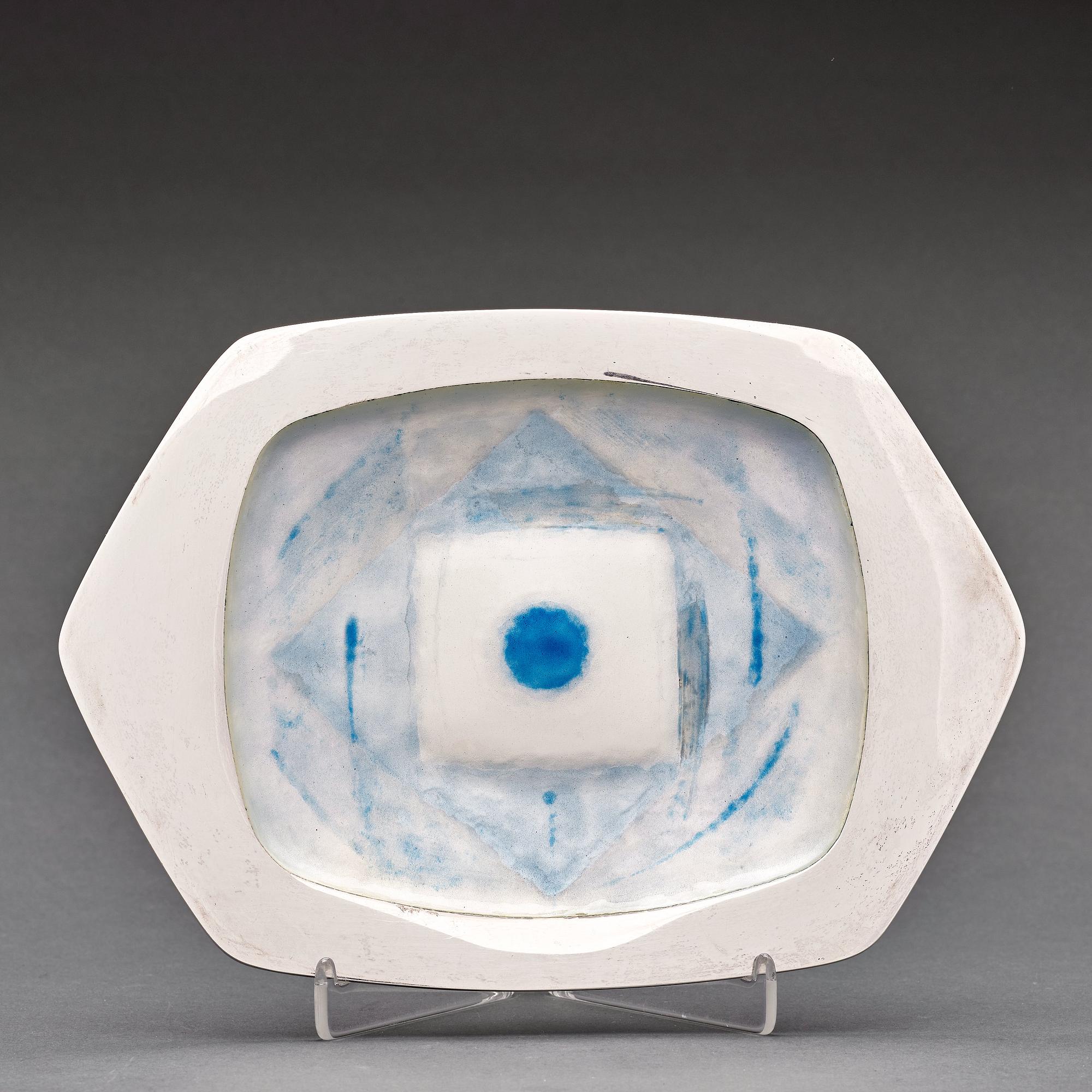 Arne L Hansen, a sterling and enamelled dish, Anton Michelsen, Copenhagen, Denmark 1960.