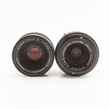 Leica R4s camera body, lens, and accessories.