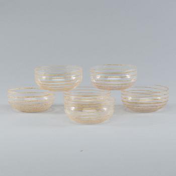 Six 1970's Cenedese, Murano glass bowls.