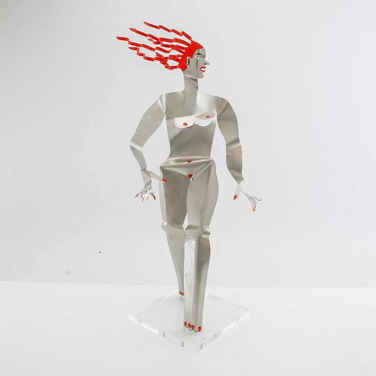 Timo Solin, Sculpture Standing Woman with Red Hair.