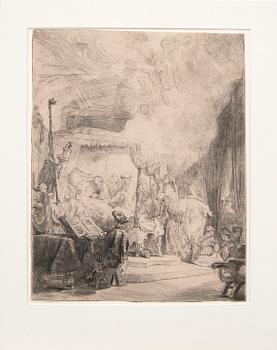 Rembrandt Harmensz van Rijn, The Death of the Virgin, later print.