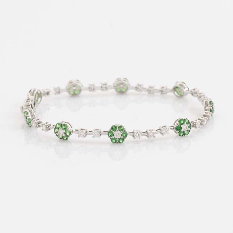 Tsavorite and brilliant cut diamond bracelet.