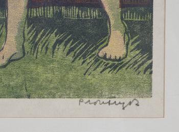 SVEN LJUNGBERG, 2 st, färgträsnitt, signerade och numrerad 135/360 samt provtryck.