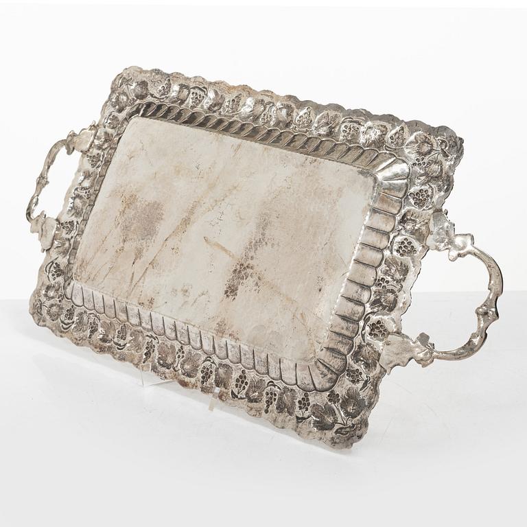Tray, silver, 20th century.