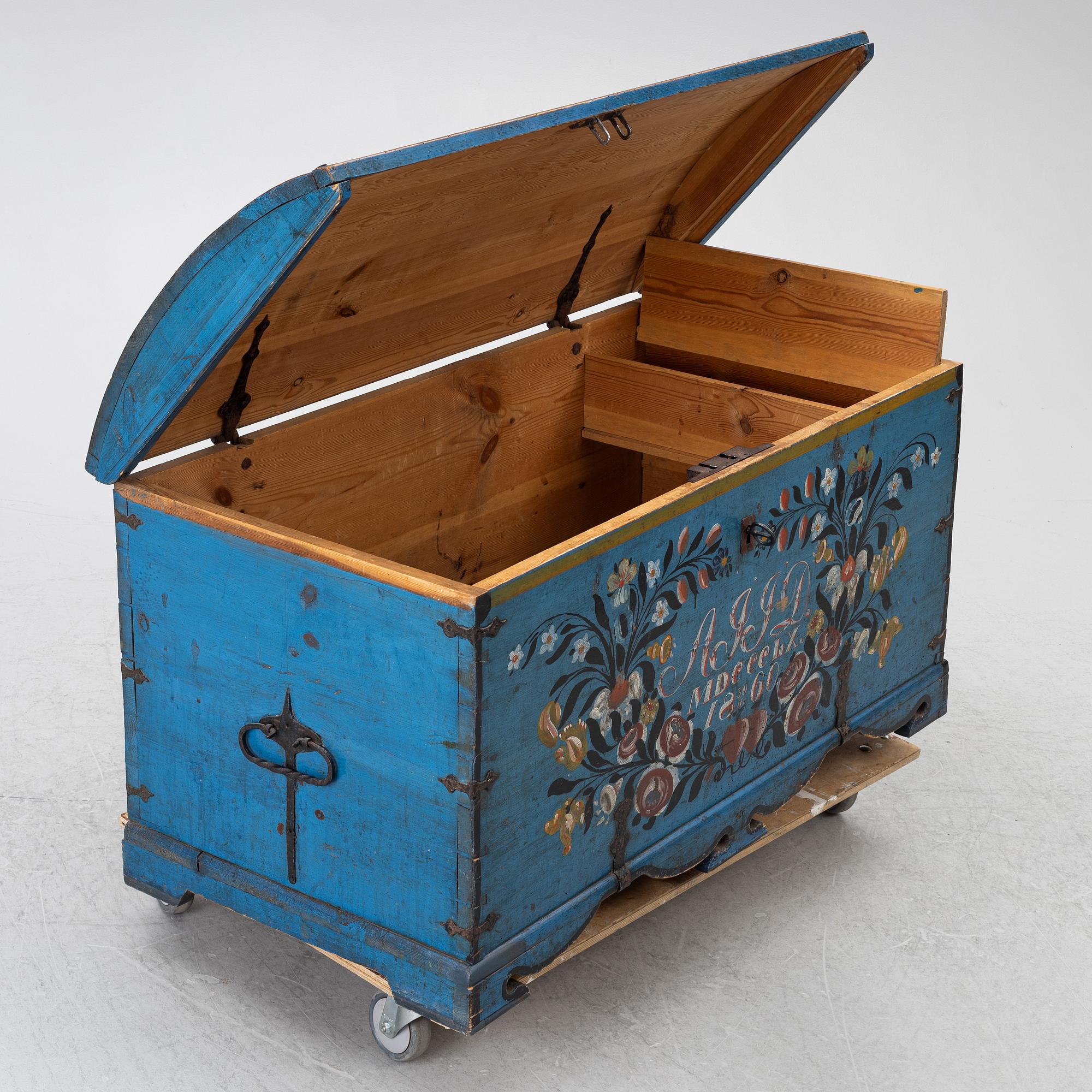 Kista, allmoge, Möjligen Blekinge, daterad 1860.