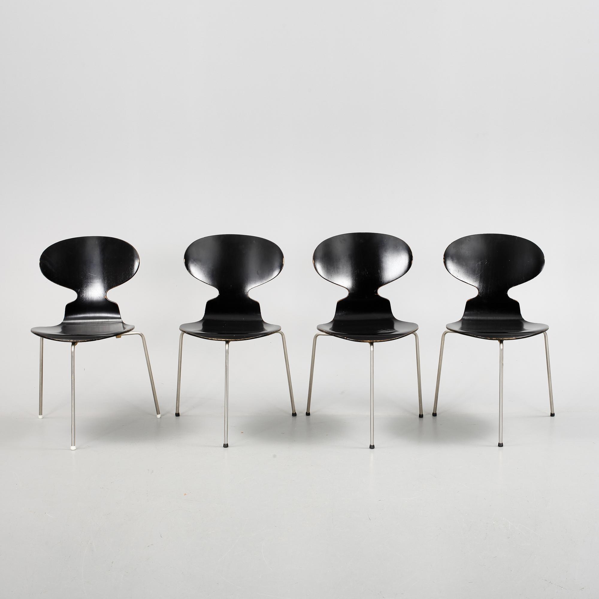 STOLAR, 4 st, "Myran", Arne Jacobsen, Fritz Hansen, 1900-talets mitt.