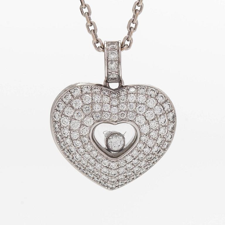 Chopard, halsband med hänge, hjärta "Happy Diamonds", 18K vitguld och diamanter.
