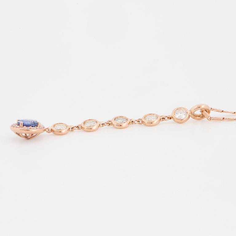 Sapphire and brilliant-cut diamond necklace.