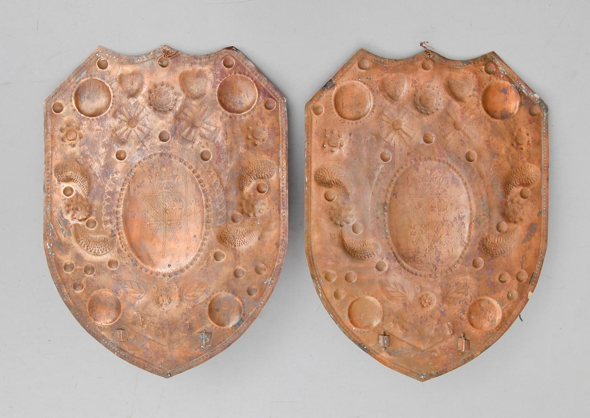 LJUSPLÅTAR, 1 par, koppar, 1800-talets andra hälft.