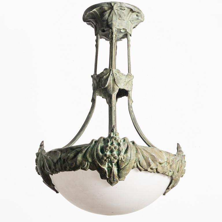 Arvid Böhlmarks Lampfabrik, taklampa, jugend, variant av modell "5365", Stockholm, 1910-tal.