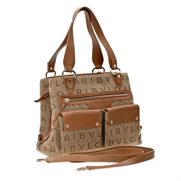 A monogram canvas handbag by Bulgari from 2008.