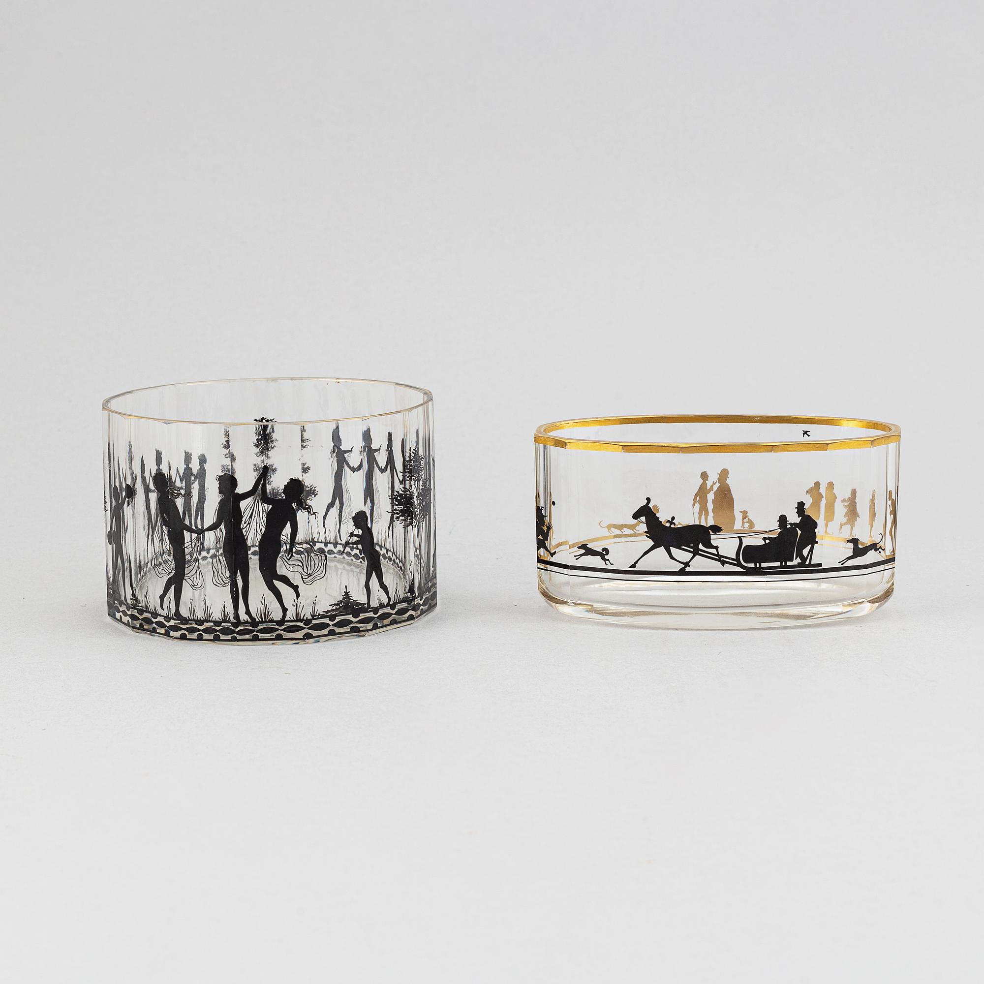 Two Art Nouveau glass bowls, Steinschönau, 1910's/20's.