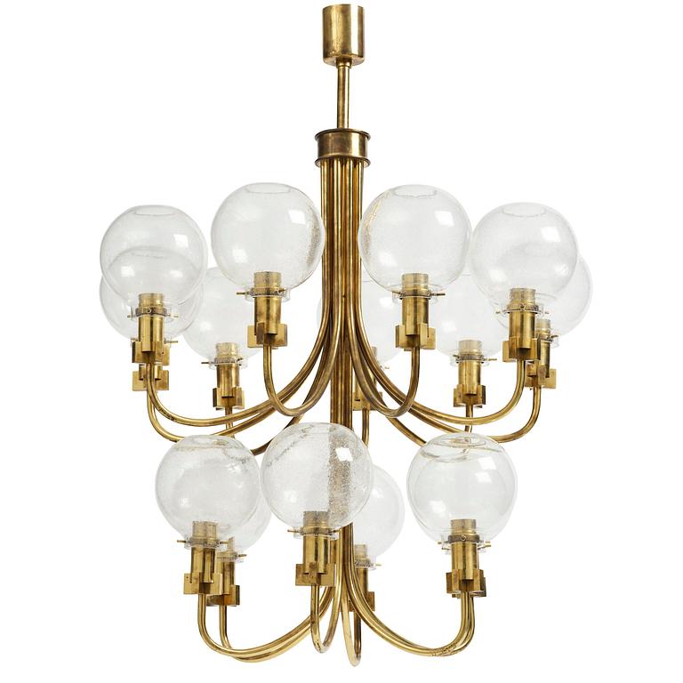 Hans-Agne Jakobsson, a rare chandelier model "T 812/15", Hans-Agne Jakobsson AB, Markaryd, 1970s.