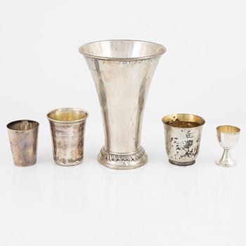 Six silver items, GAB, Atelier Borgila and Axel Bergman, Stockholm, 1905-60.