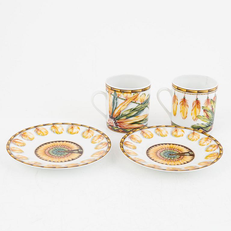 Hermès, 6 porcelain coffee cups with saucers, France, 20th century.