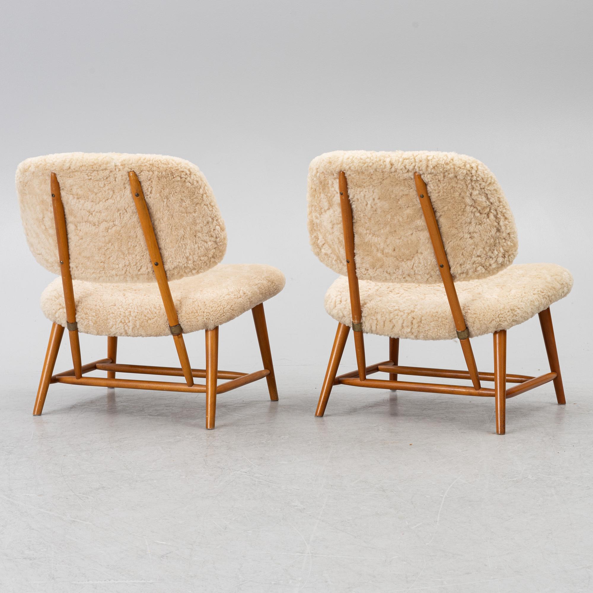 Alf Svensson, a pair of TeVe armchairs,  Studio Ljung's industries, Malmö, 1950s.