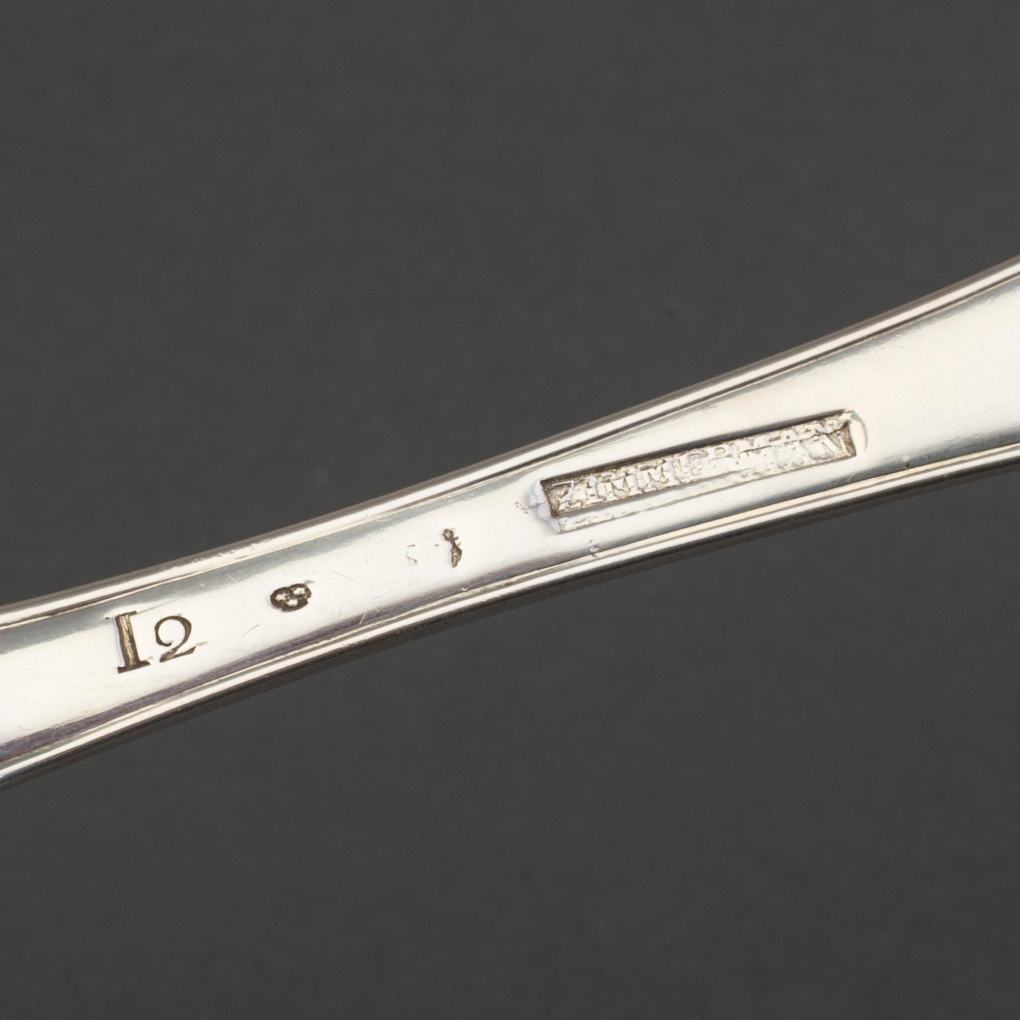 A silve spoon by JOHAN WILHELM ZIMMERMANN, Stockholm, 1791.