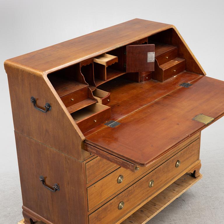 A late Gustavian mahogany secretaire by E. Nyström (master in Stockholm 1773-88).