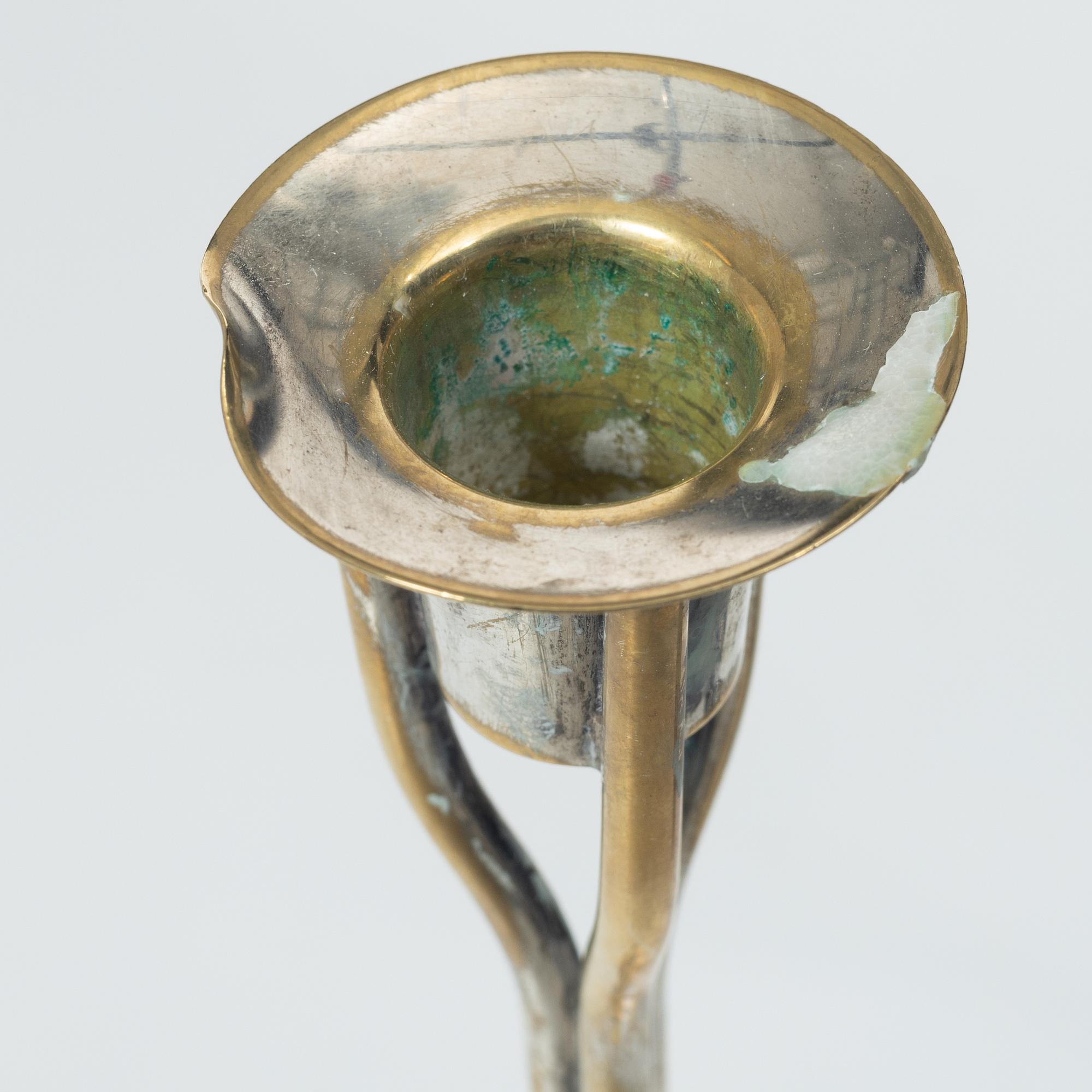 Josef Frank, three 'Klöver' candlesticks, Svenskt Tenn.