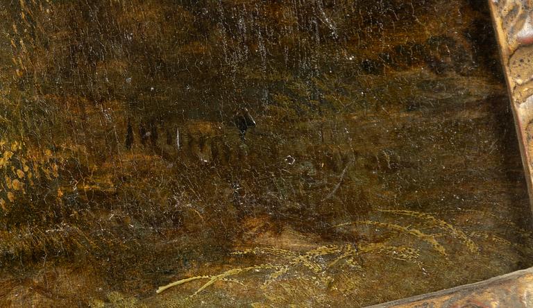 David Vinckboons, hans efterföljd, Mor, dotter och hund vid stuga.