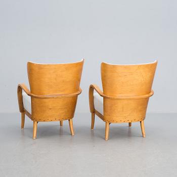 Werner West, a pair of birch armchairs, Wilhelm Schaumann Oy, Finland 1930's-40's.