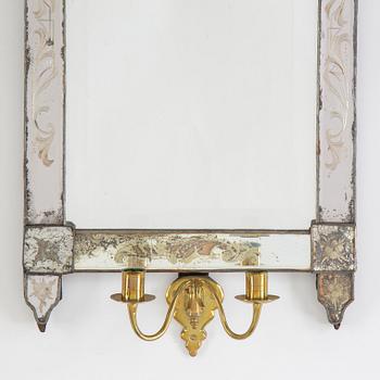 A pair of late baroque style mirror sconces, 19th century.