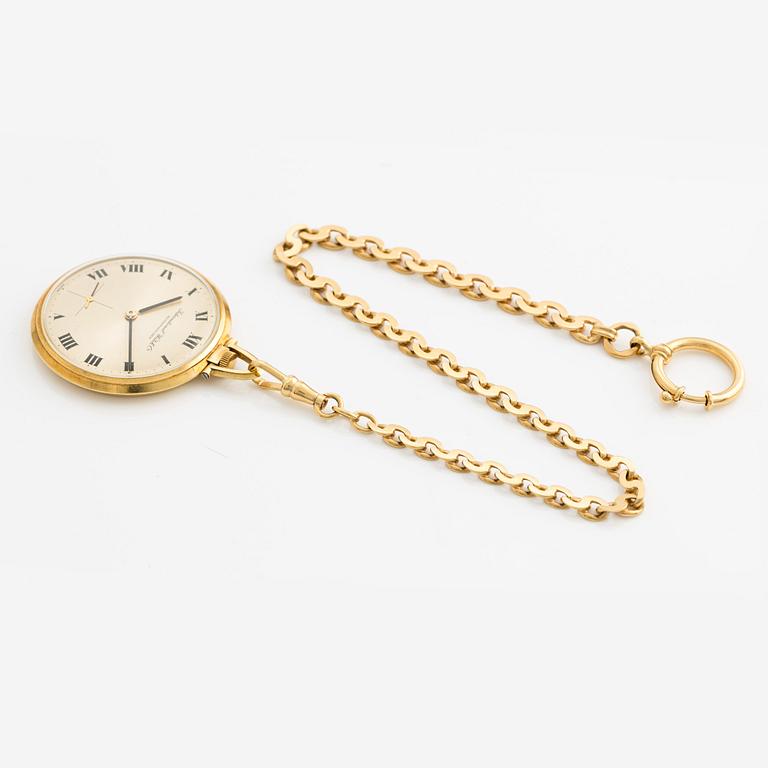 IWC, pocket watch, 18K chain, 43 mm.