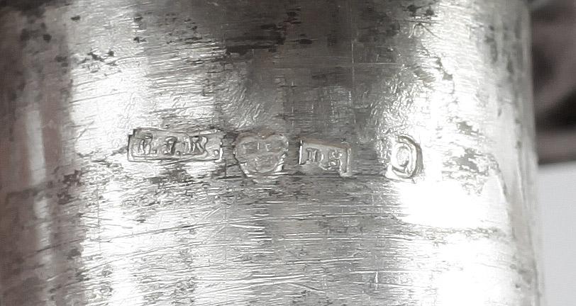 LJUSSTAKAR, ett par, silver, Carl Johan Kling, Gällivare, troligen 1857.